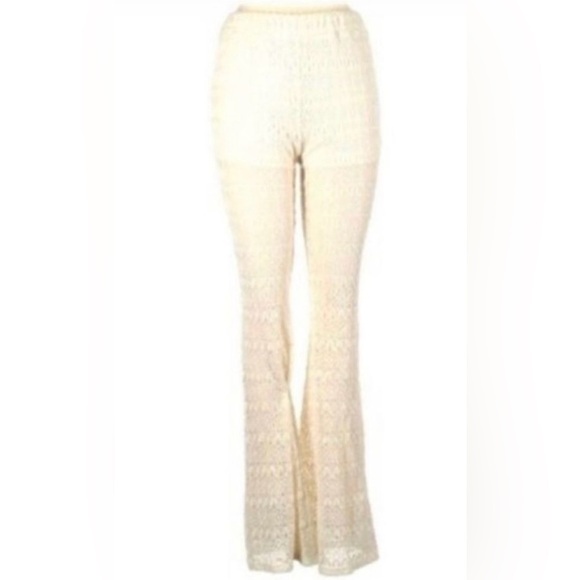 Joe B by JoeBenbasset Lace Pant built in shorts. Cream Lace Flare Pants - Picture 2 of 5